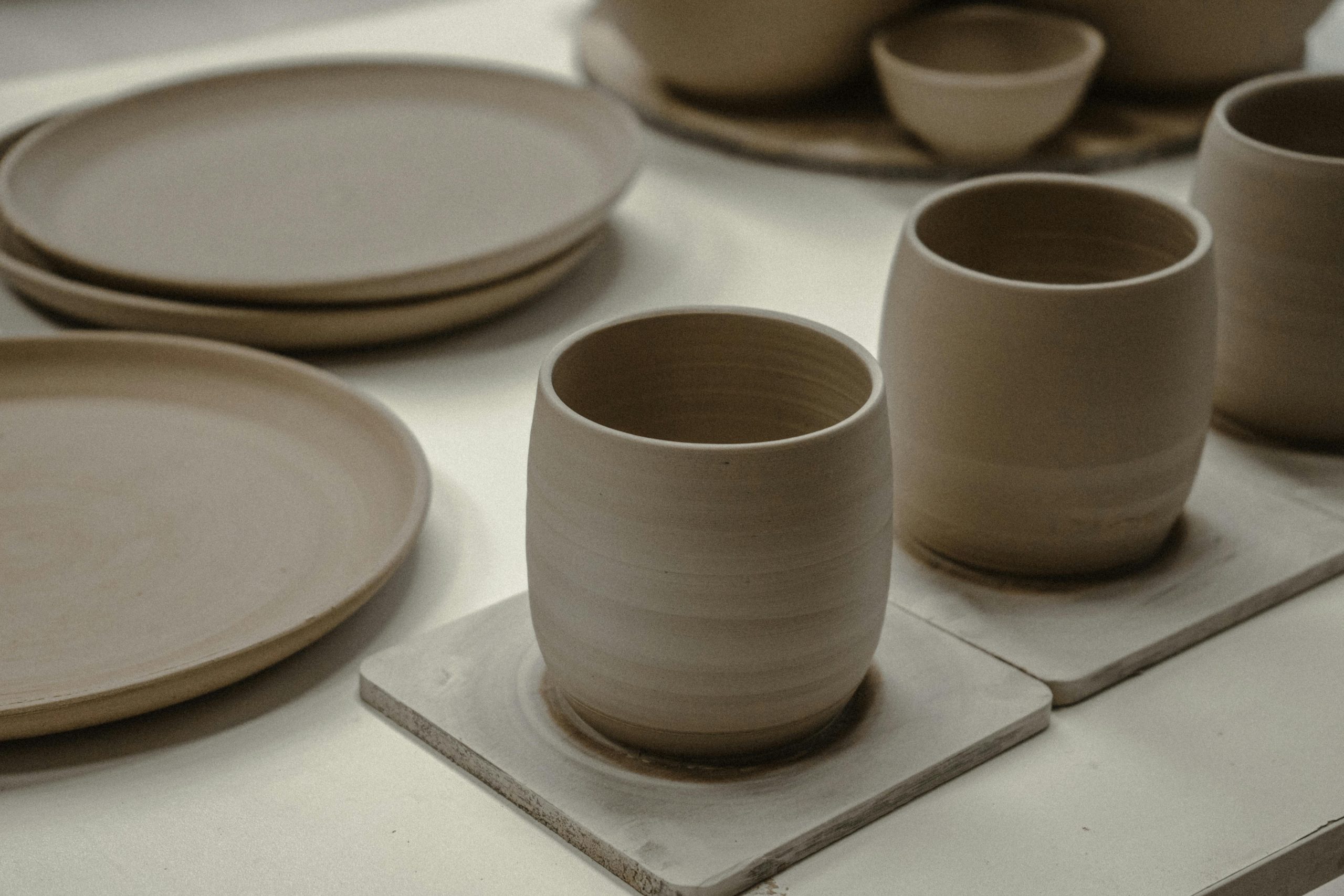 Greenware thrown on pottery courses